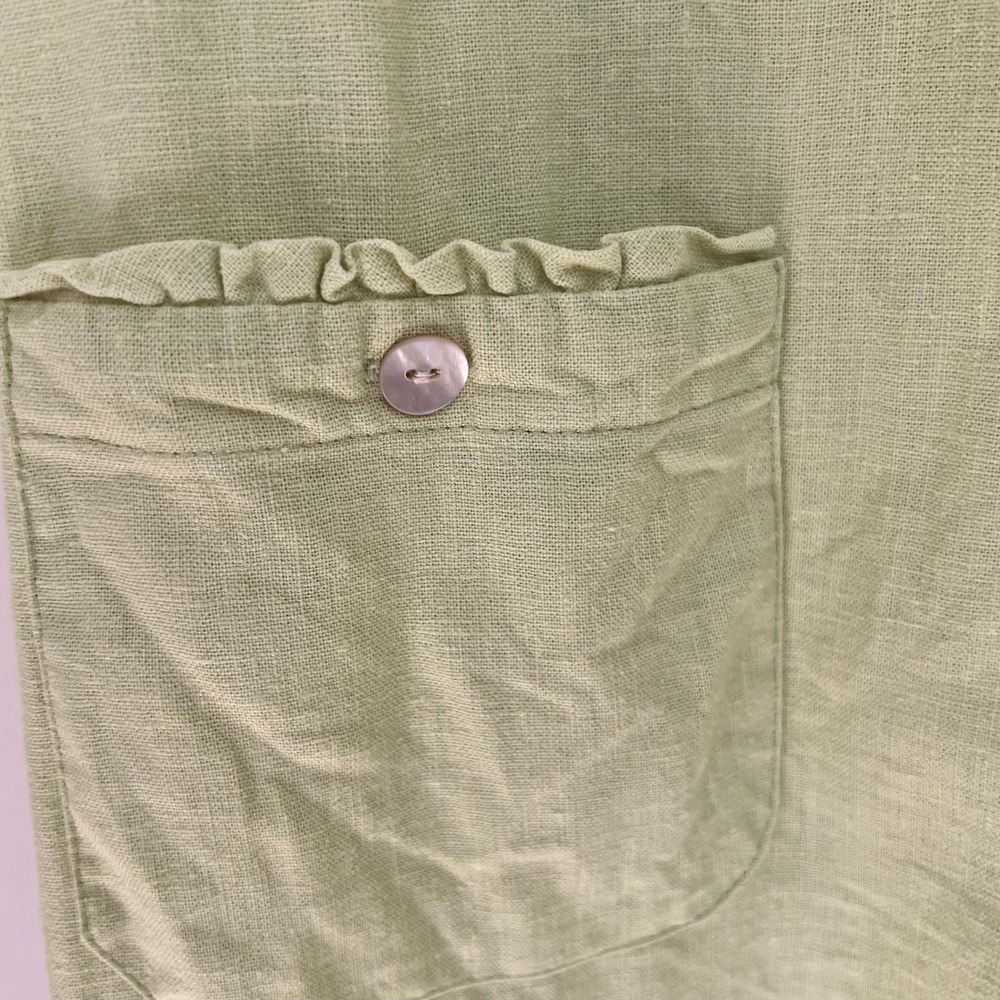 Vintage Talbots Green Linen Shirt Dress Sleeveless Classic Knee length Womens 12 - Picture 9 of 10